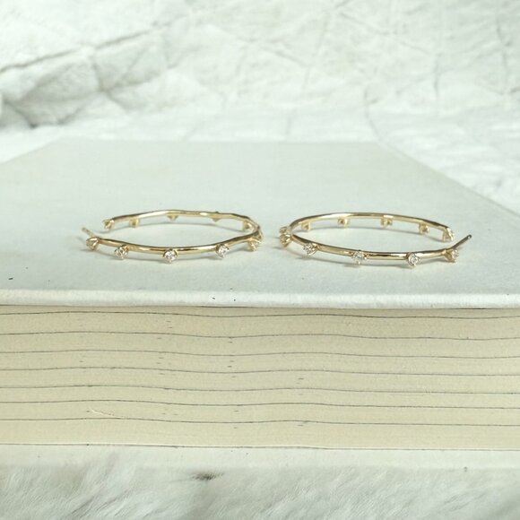 Adornmonde Moss Hoop Earrings_14K gold plated sterling silver, Clear crystal - Picture 10 of 13
